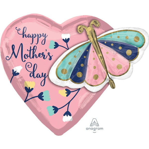 MULTI-BALLOON XL HAPPY MOTHER'S DAY BUTTERFLY & HEART P47